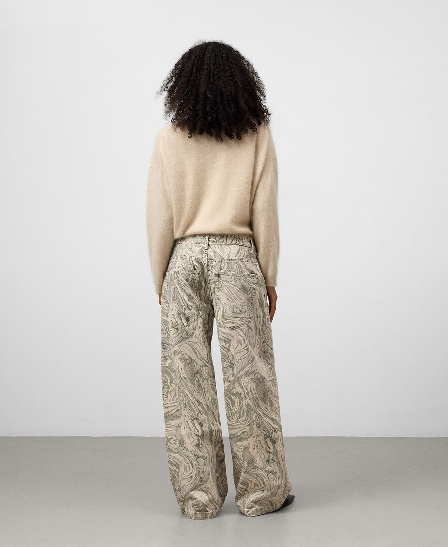 damen-jeans mit print und weitem bein