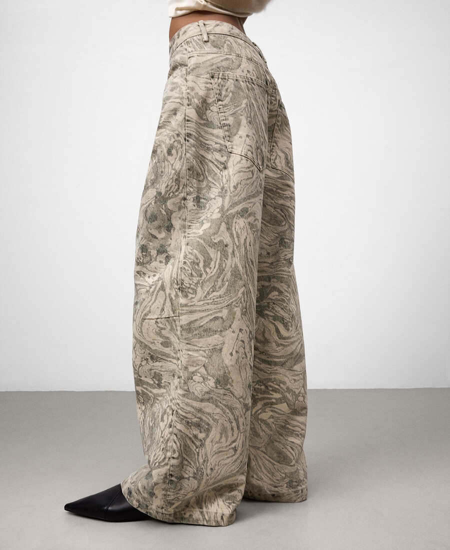 damen-jeans mit print und weitem bein
