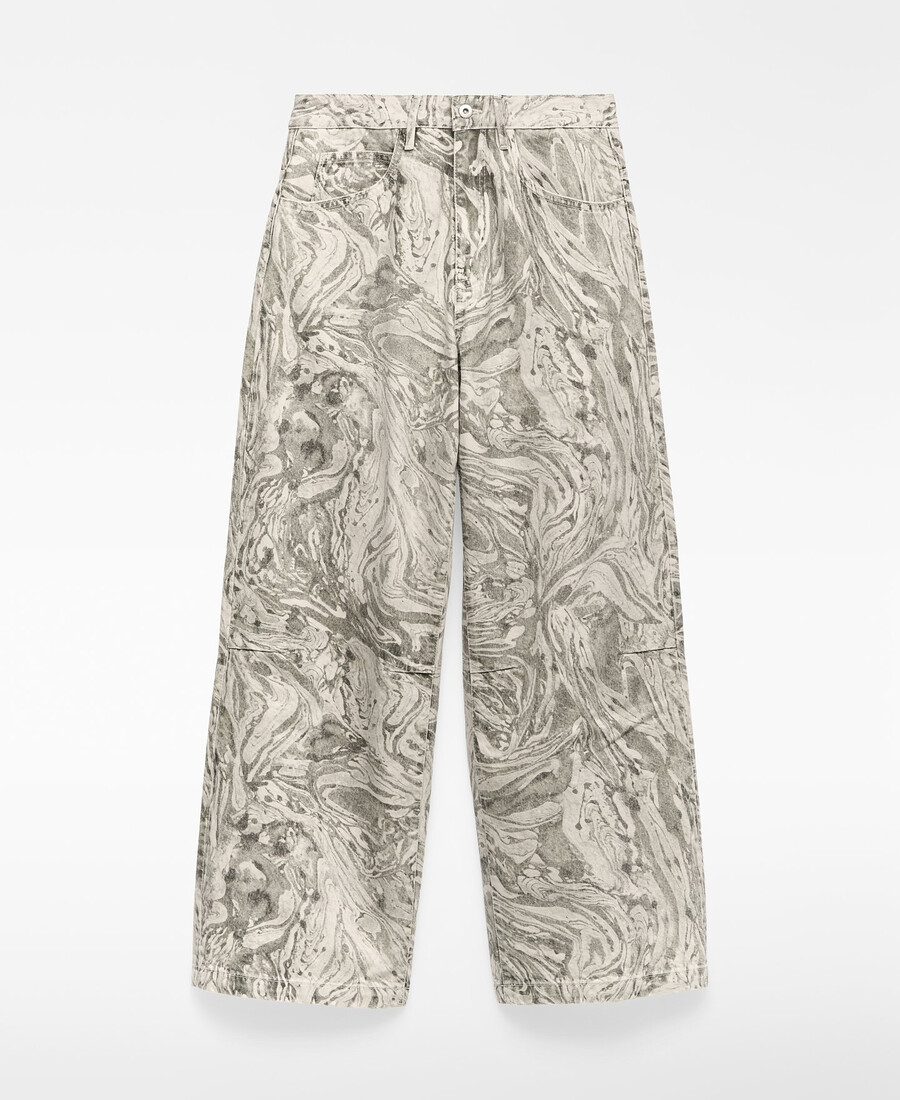 damen-jeans mit print und weitem bein