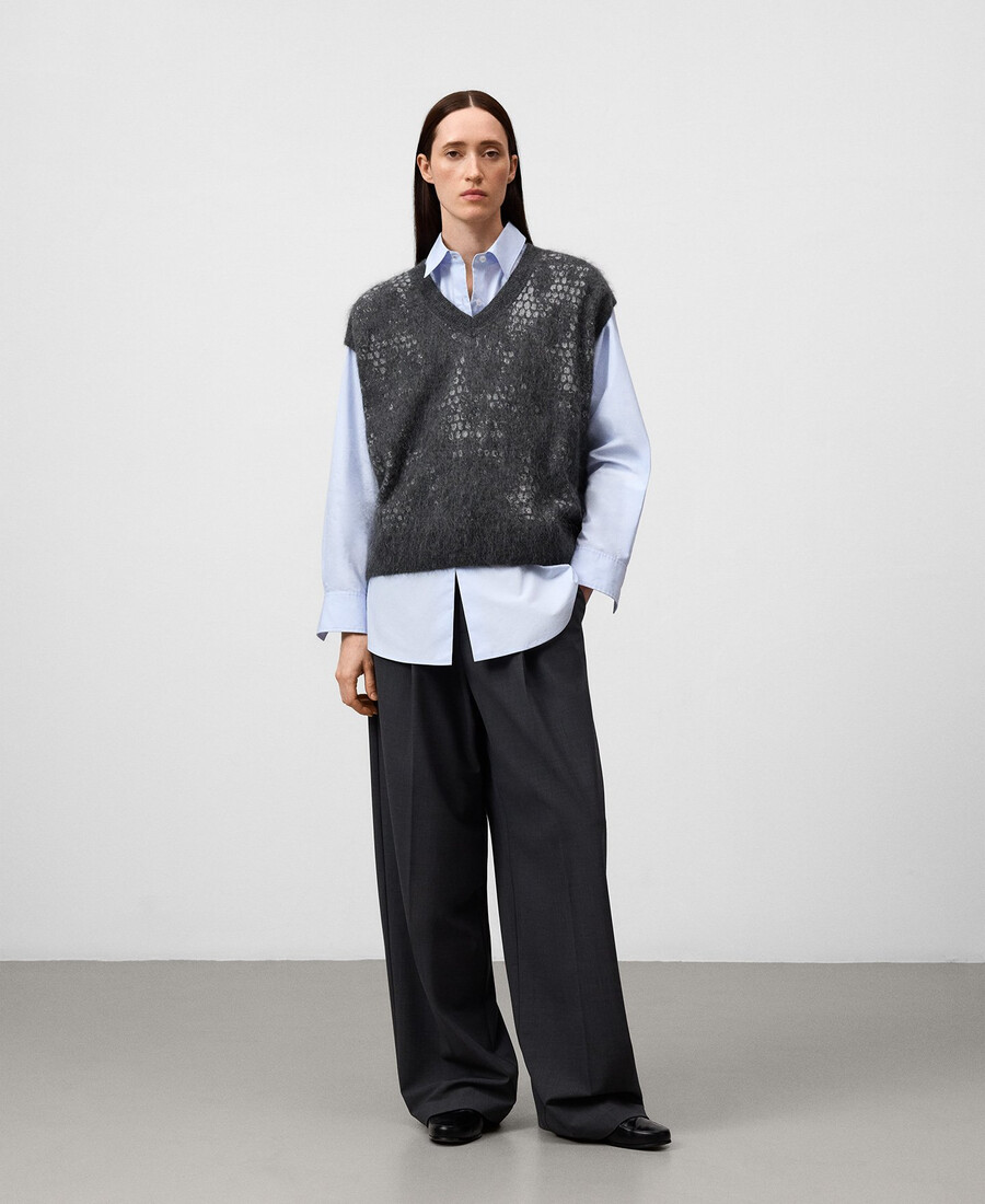 jacquard-strickweste für damen
