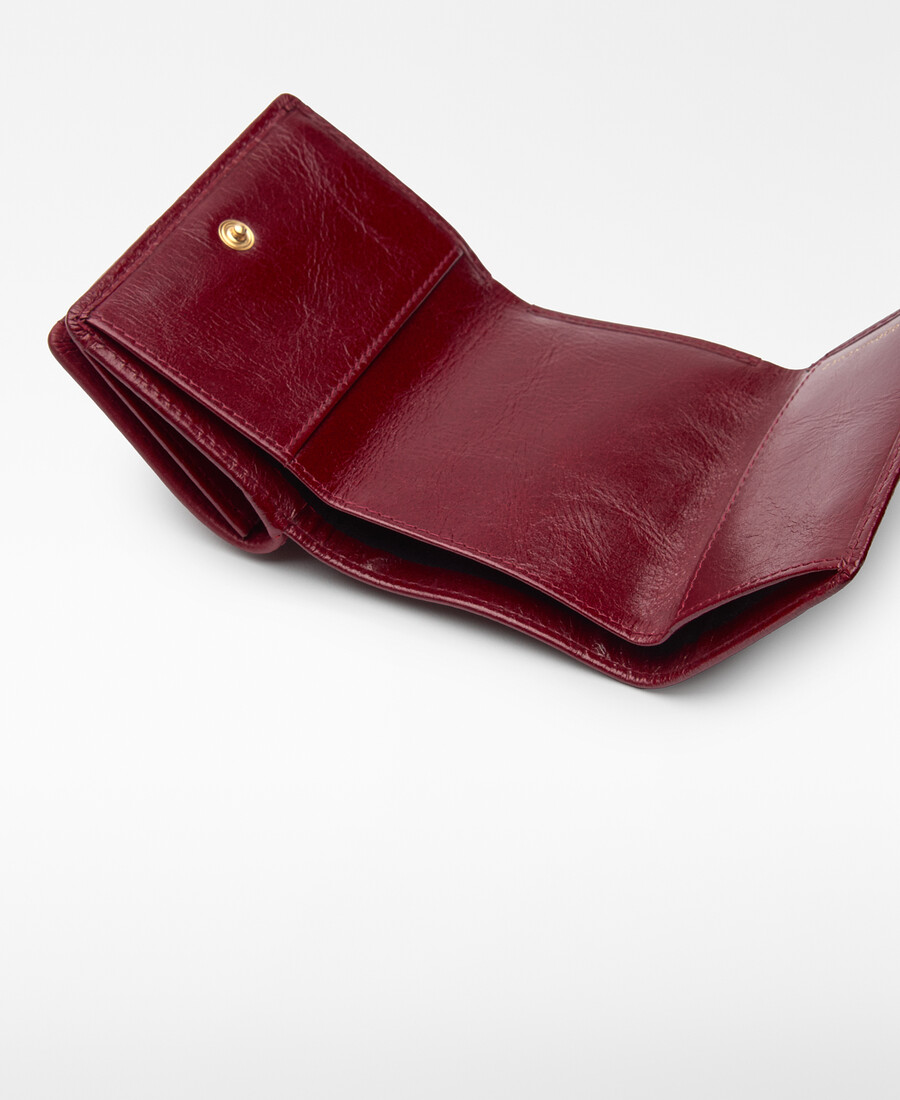 damen-geldbörse aus leder mit patchwork-klappe