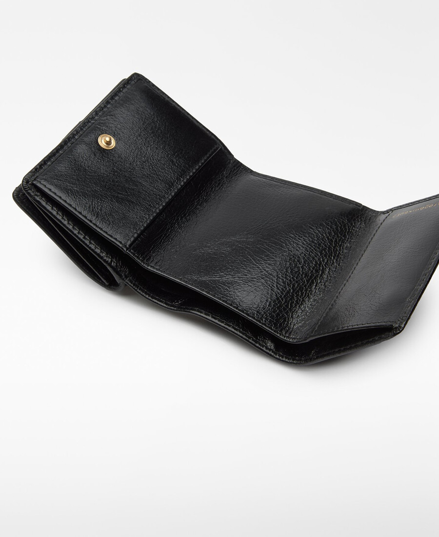 damen-geldbörse aus leder mit patchwork-klappe
