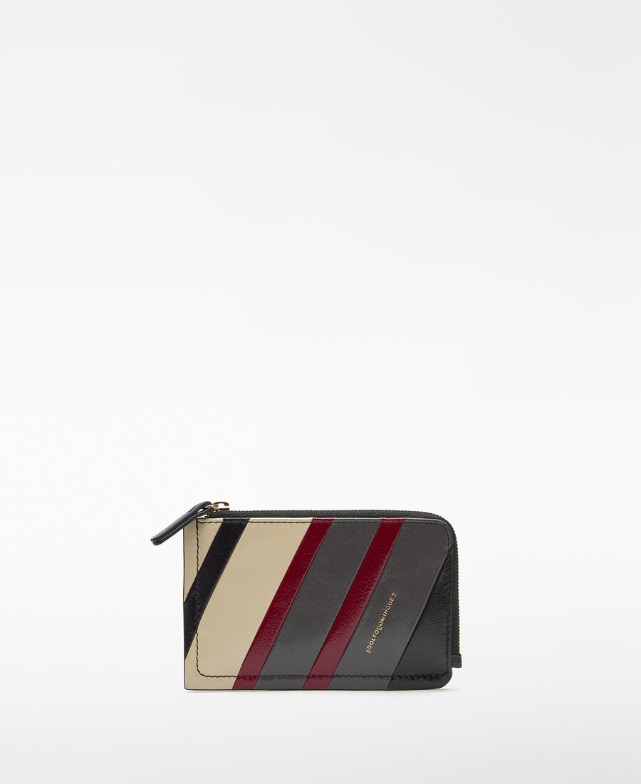 kleine geldbörse aus leder-patchwork für damen