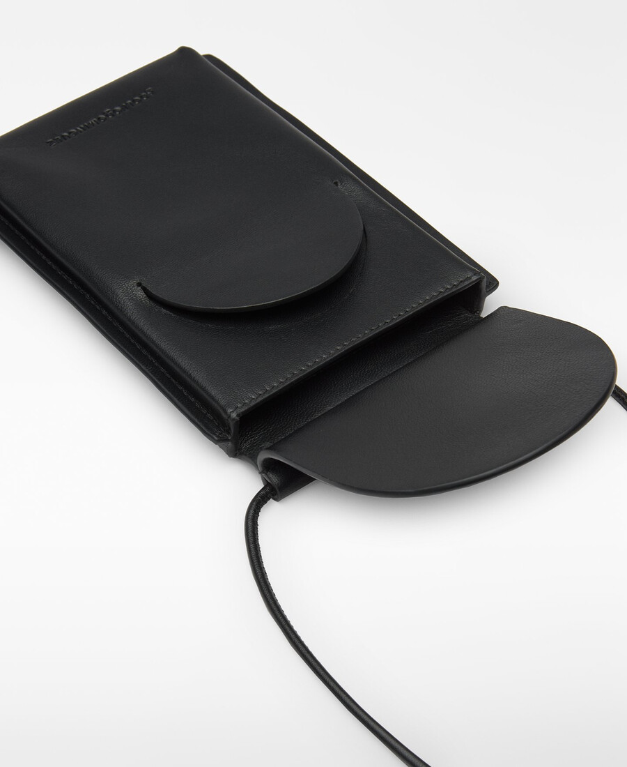 gebogene klappen leder-handyhalter für männer