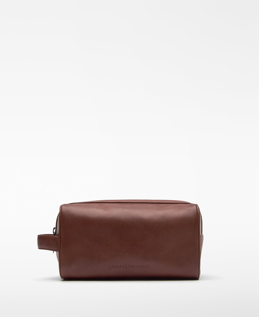 rechteckige leder-kulturtasche für herren