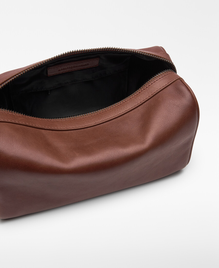 rechteckige leder-kulturtasche für herren