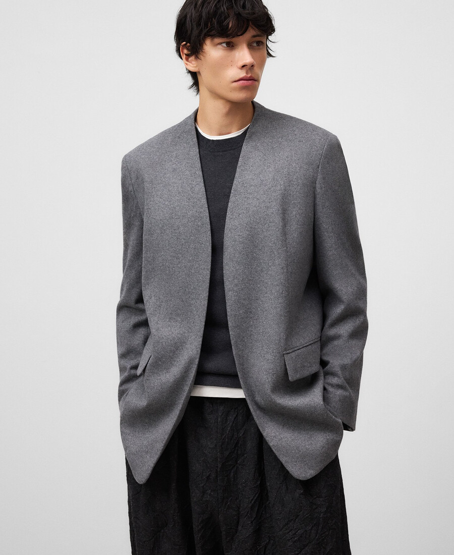 lässig geschnittener blazer ohne revers für herren