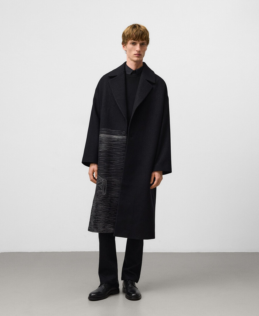 oversize-taillierter bestickter herrenmantel