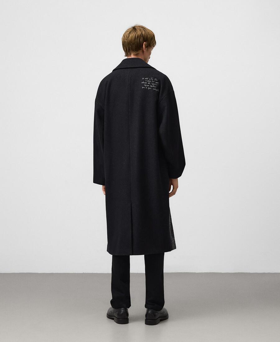 oversize-taillierter bestickter herrenmantel