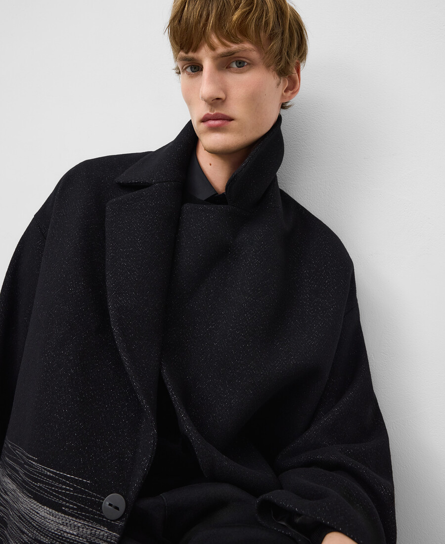 oversize-taillierter bestickter herrenmantel