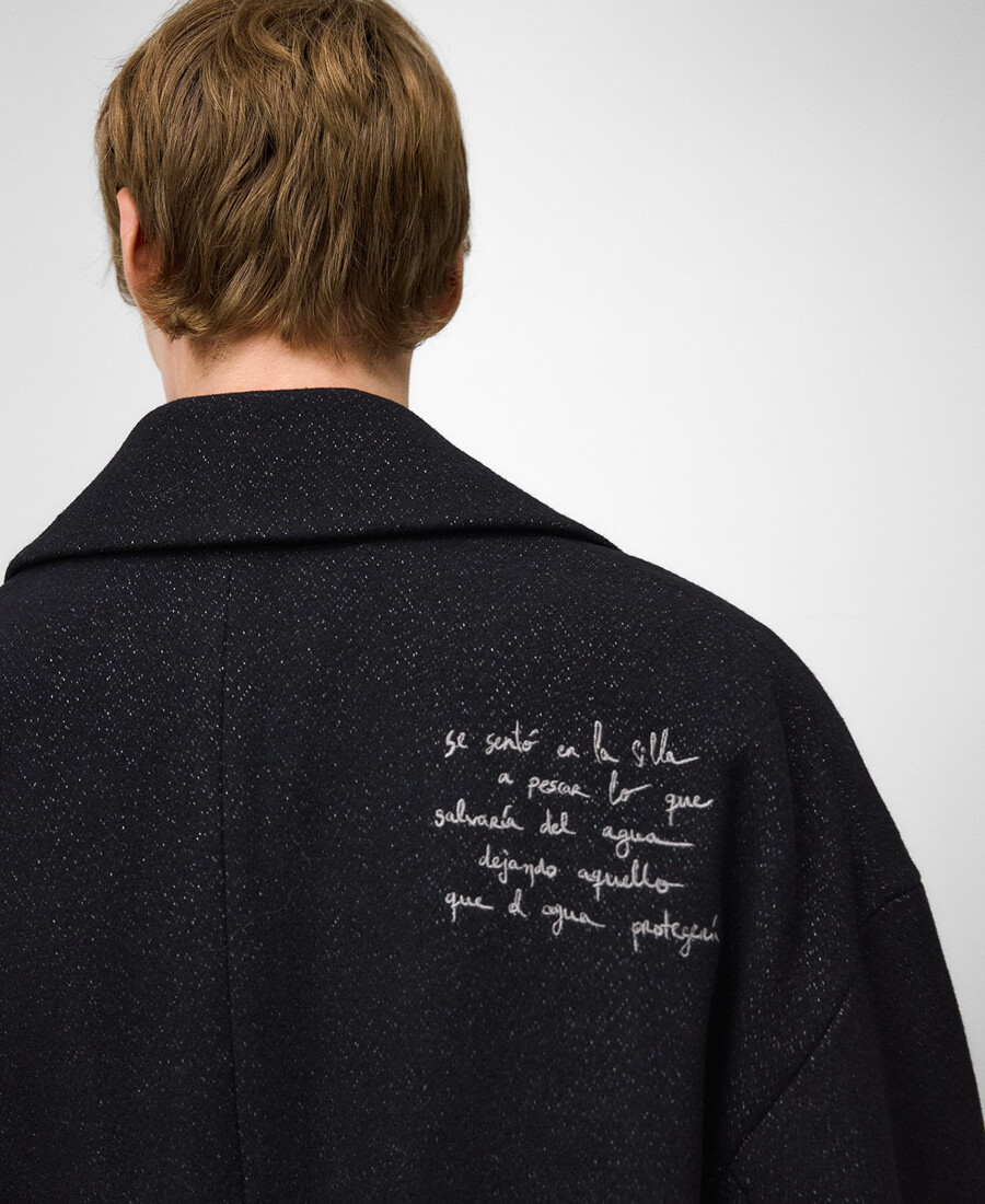 oversize-taillierter bestickter herrenmantel