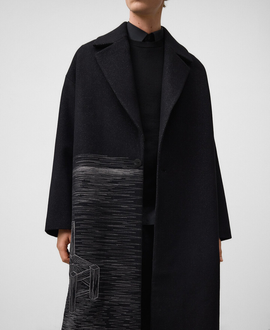 oversize-taillierter bestickter herrenmantel