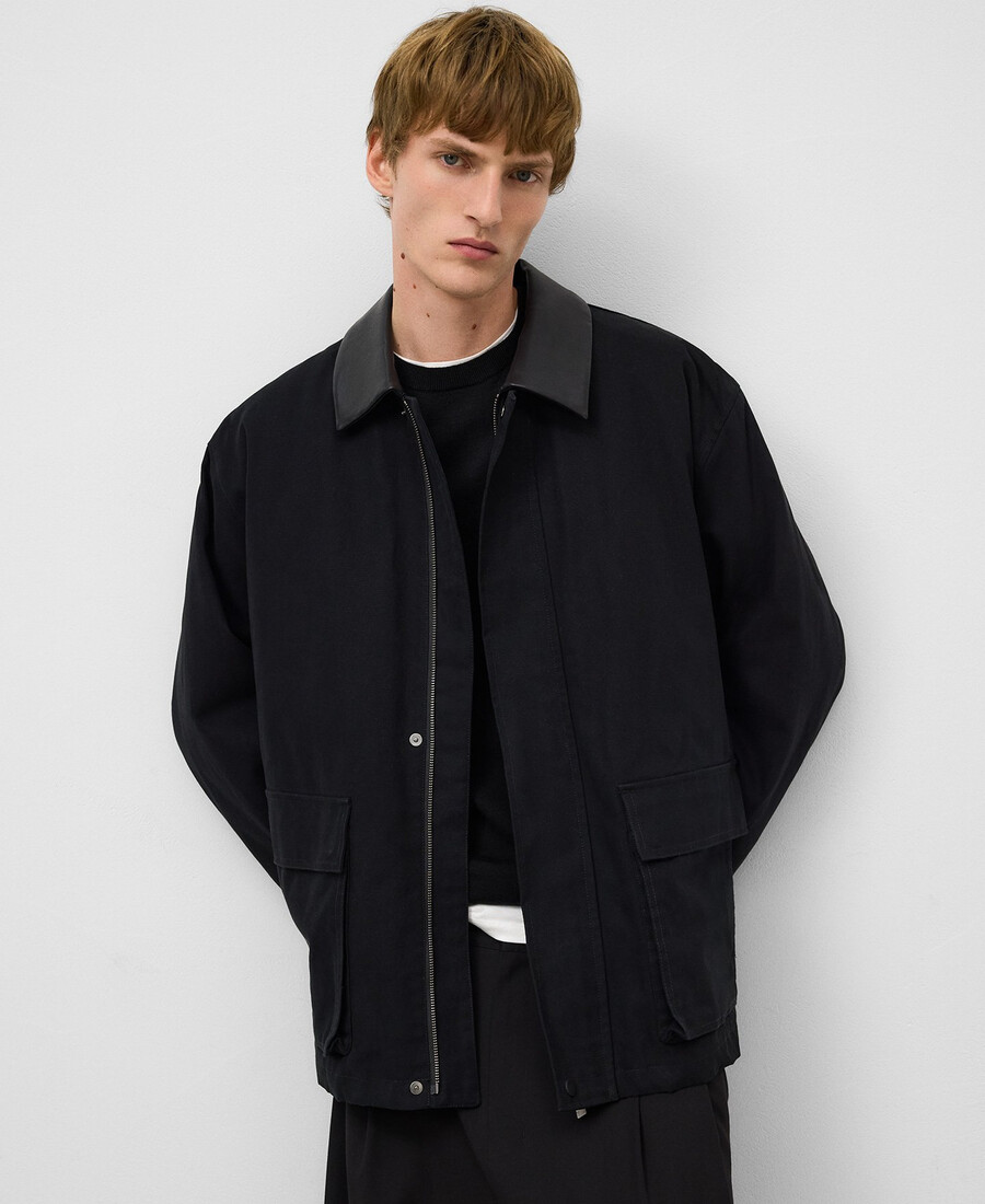 wattierte jacke aus baumwoll-canvas für herren