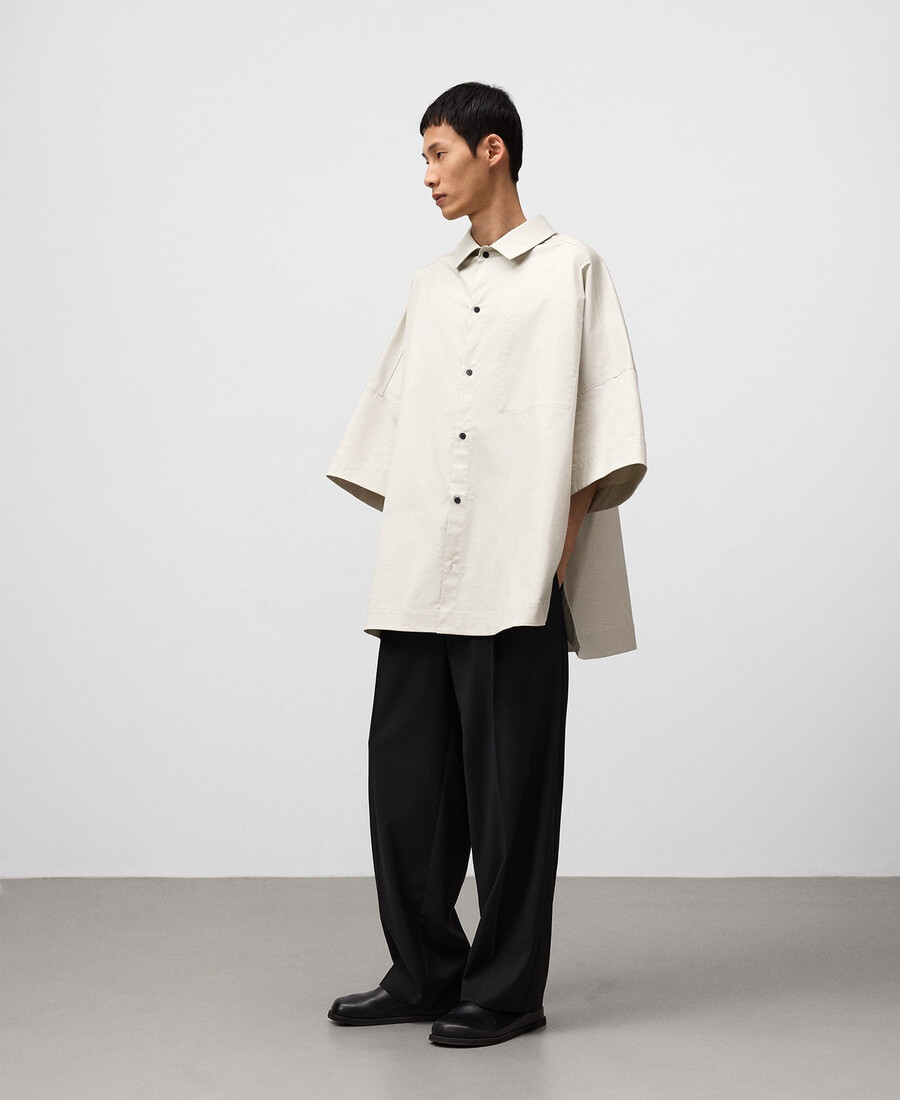 graues oversize-baumwollhemd für herren