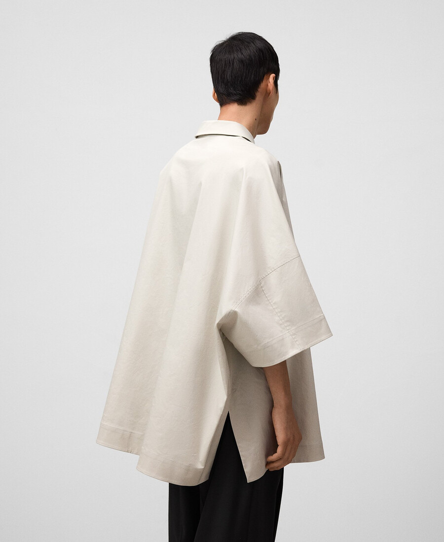 graues oversize-baumwollhemd für herren