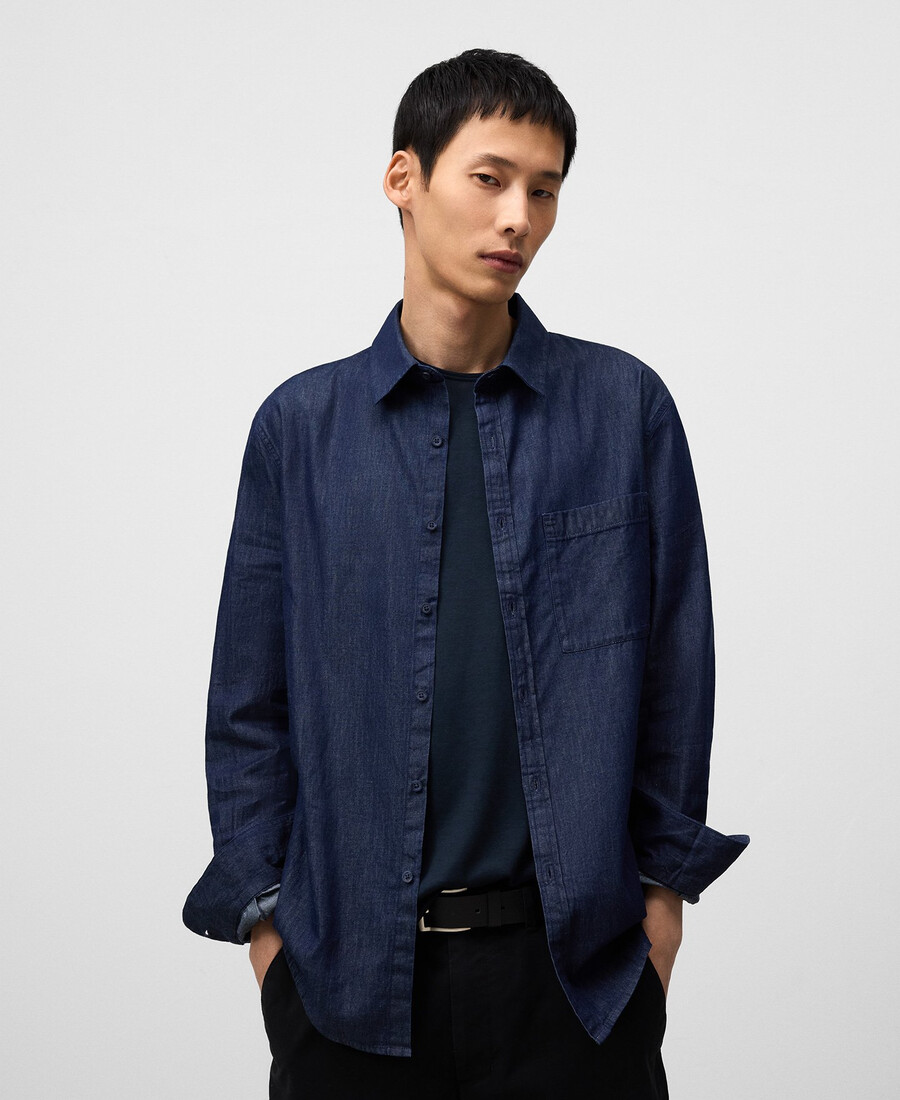 herrenhemd aus baumwoll-denim mit normaler passform