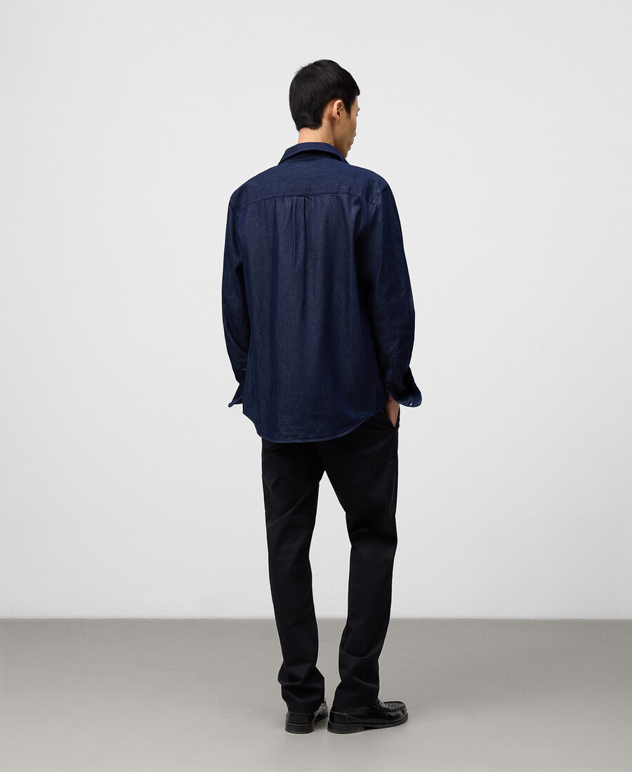 herrenhemd aus baumwoll-denim mit normaler passform