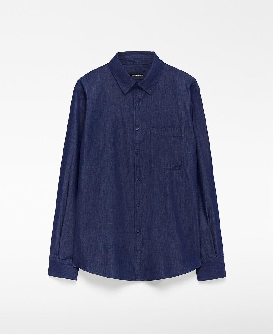 herrenhemd aus baumwoll-denim mit normaler passform
