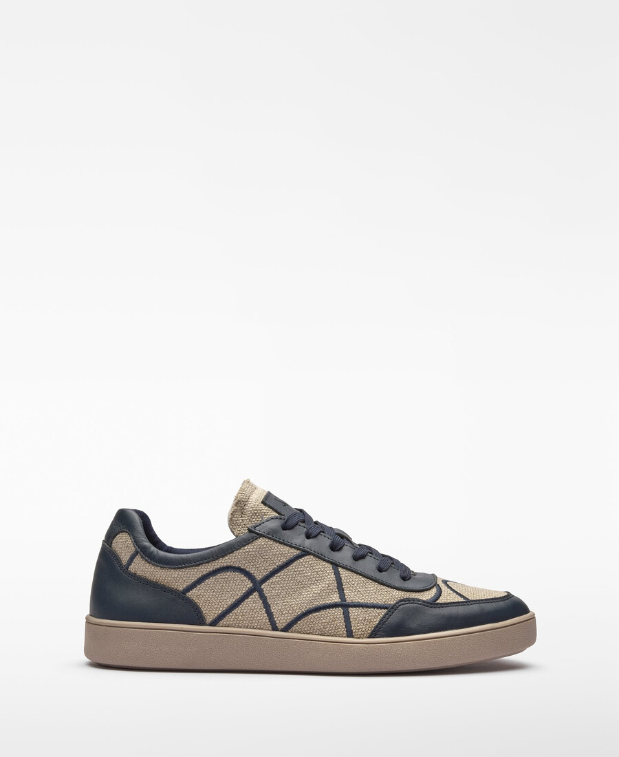 genähter canvas- und leder-sneaker für herren