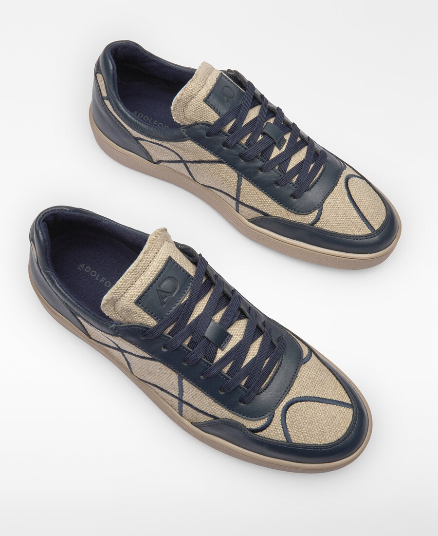 genähter canvas- und leder-sneaker für herren