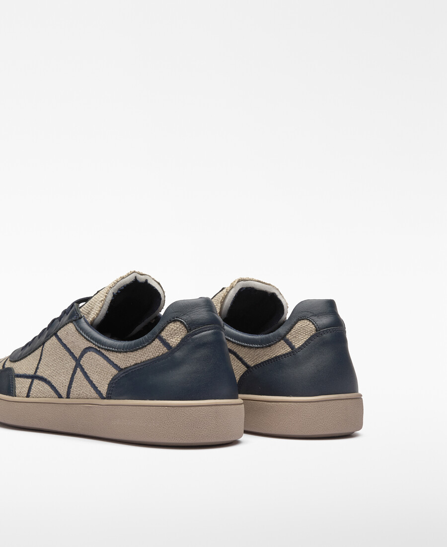genähter canvas- und leder-sneaker für herren