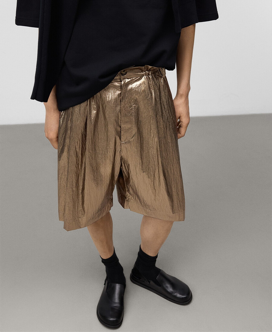 lässige metallisch schimmernde bermuda-shorts für herren