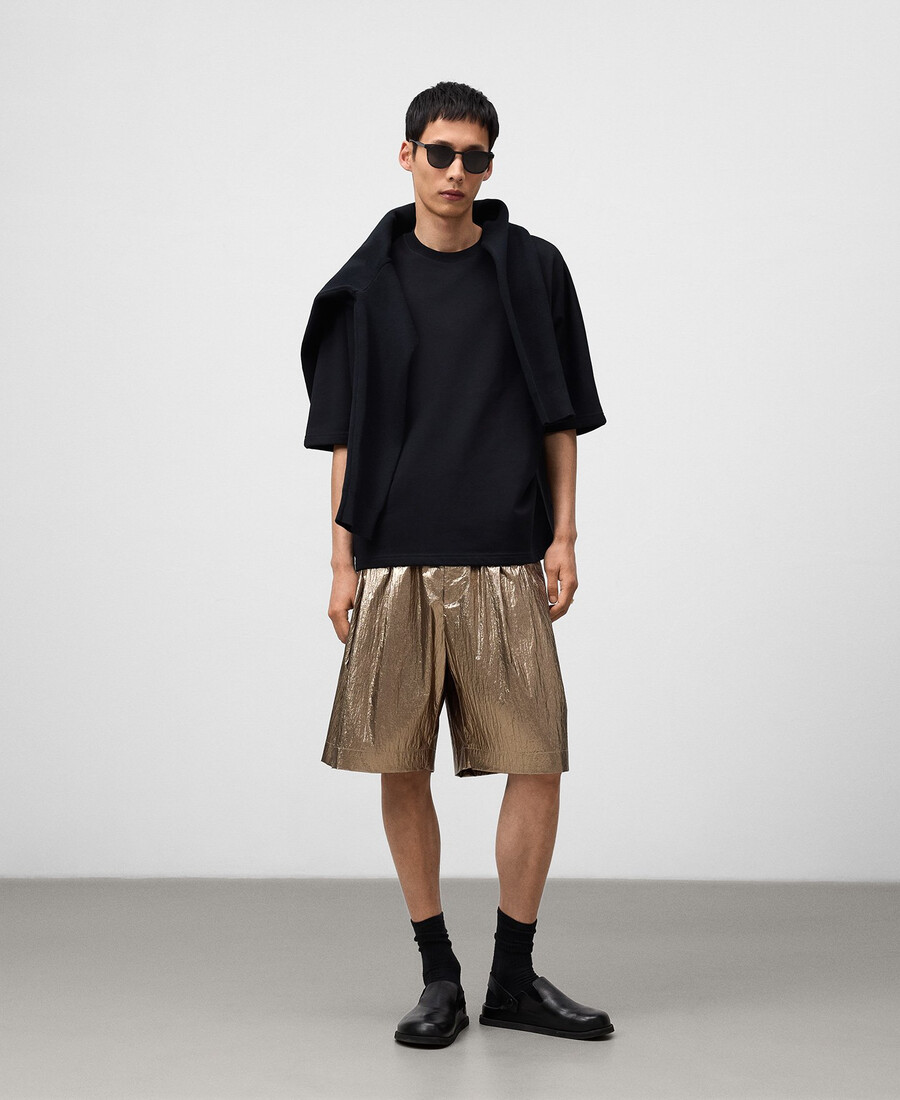 lässige metallisch schimmernde bermuda-shorts für herren