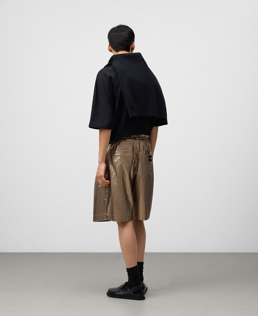 lässige metallisch schimmernde bermuda-shorts für herren