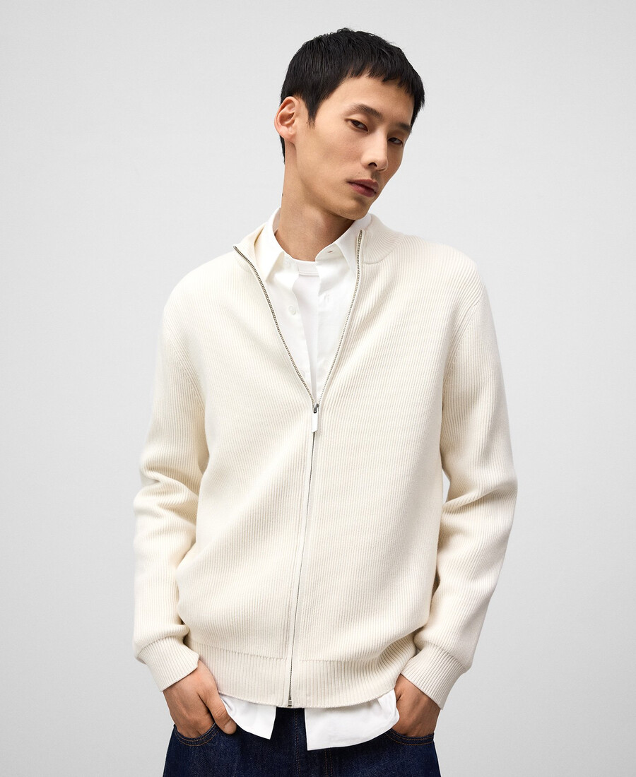 herren-cardigan aus bio-baumwolle mit rippstrick