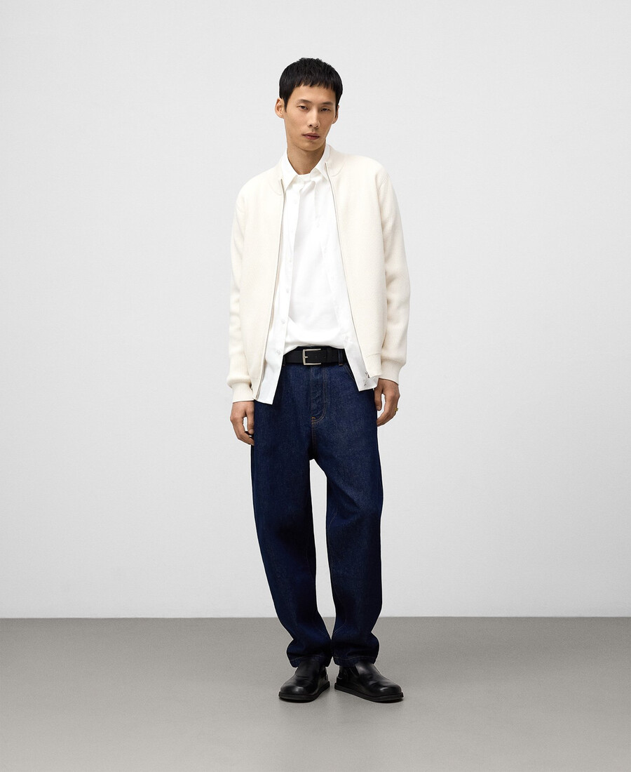 herren-cardigan aus bio-baumwolle mit rippstrick