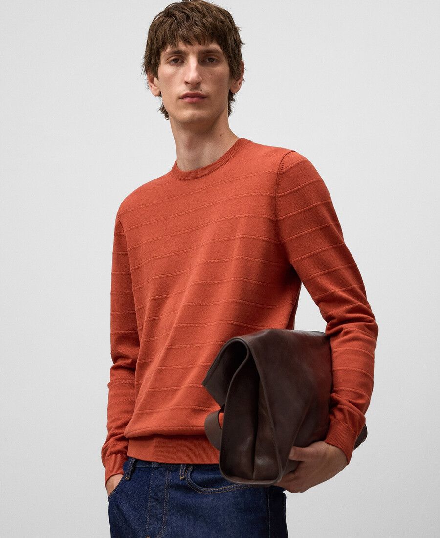 gestreifter strukturierter strickpullover für herren
