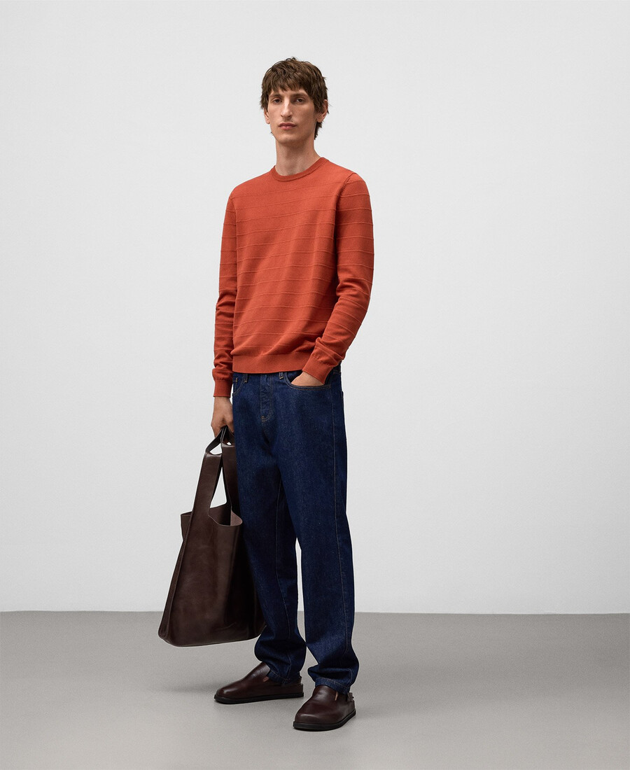 gestreifter strukturierter strickpullover für herren
