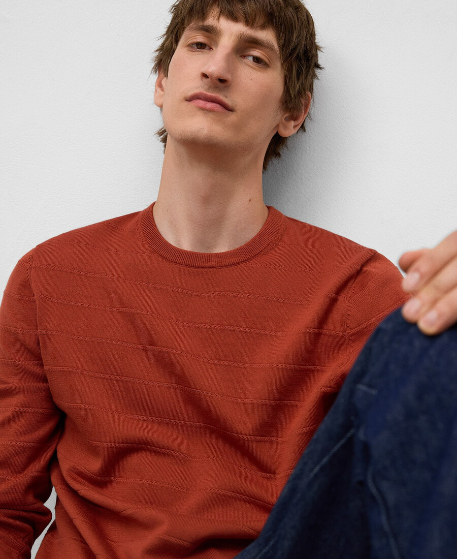 gestreifter strukturierter strickpullover für herren
