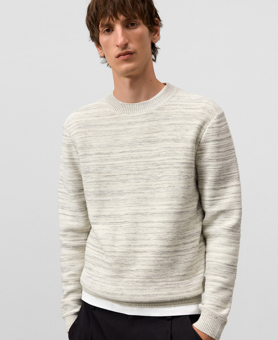 gestreifter melange-strickpullover für herren