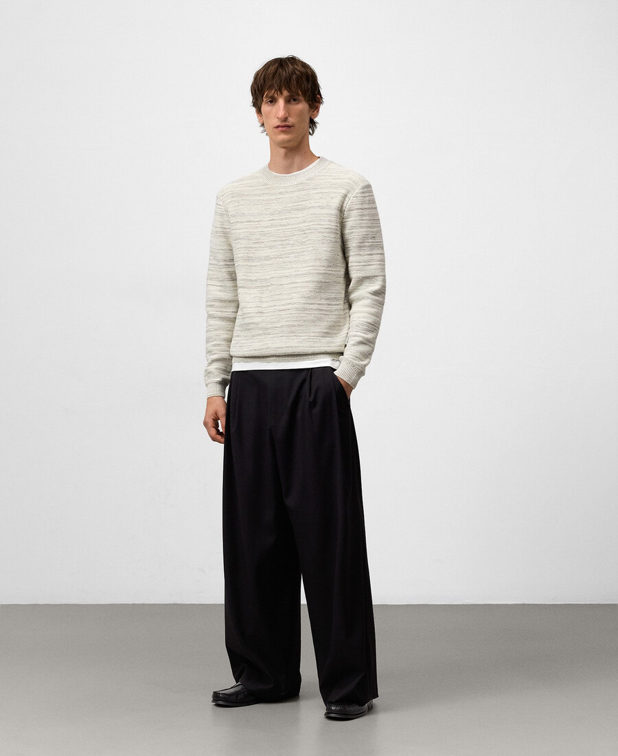 gestreifter melange-strickpullover für herren