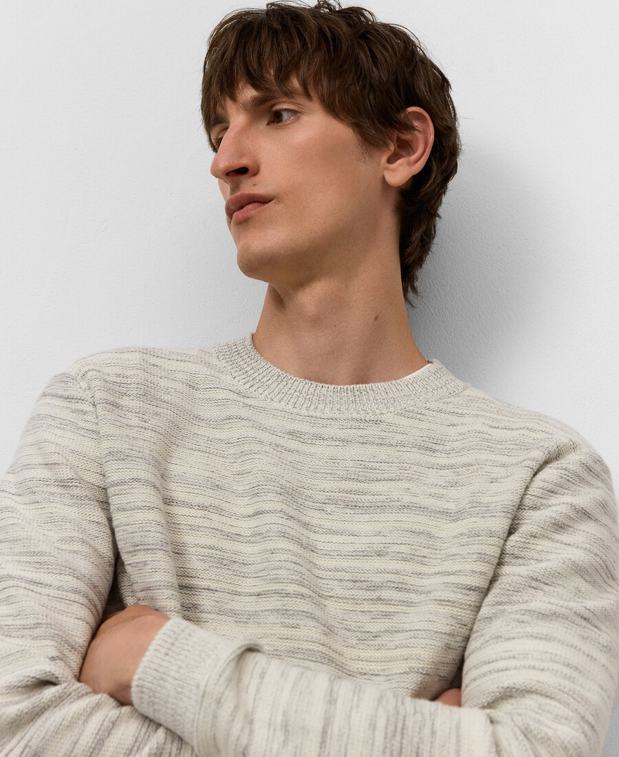 gestreifter melange-strickpullover für herren