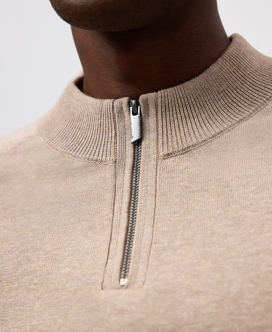 herrenpullover mit halbem reißverschluss und stehkragen
