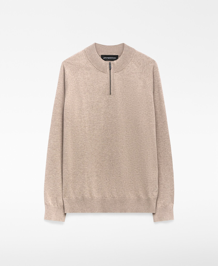 herrenpullover mit halbem reißverschluss und stehkragen