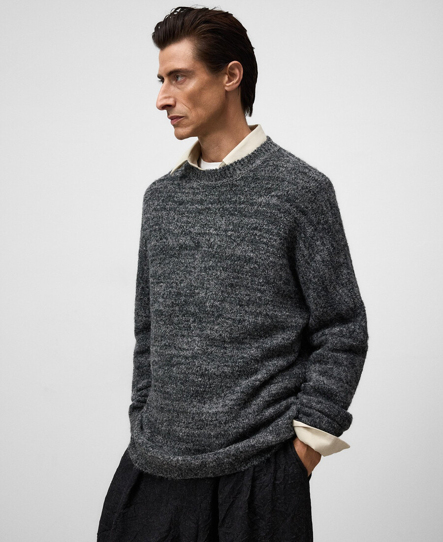 melange frottee-strickpullover für herren