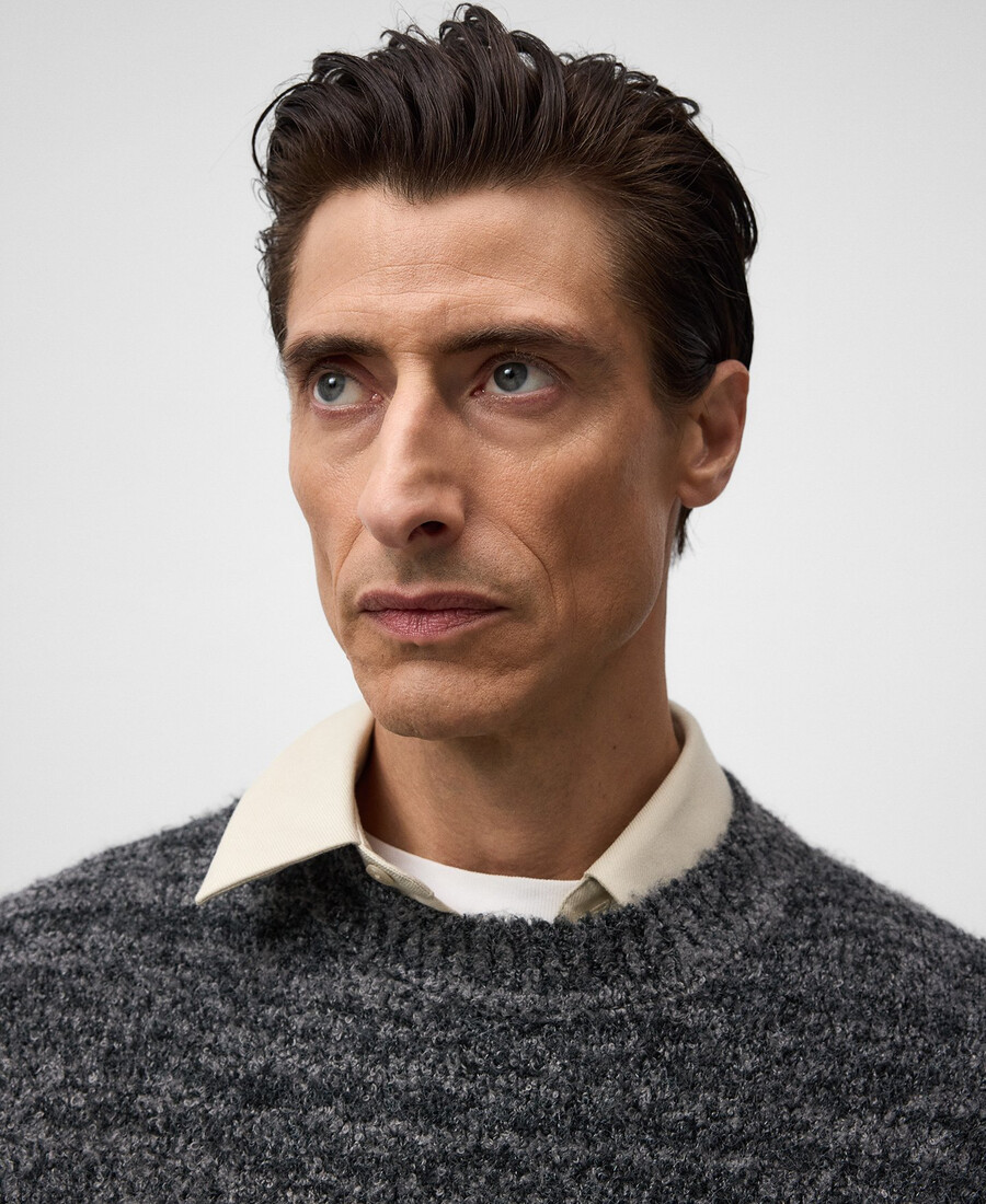 melange frottee-strickpullover für herren