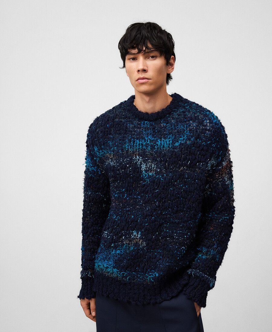 herrenpullover mit strukturiertem jacquard-strickmuster