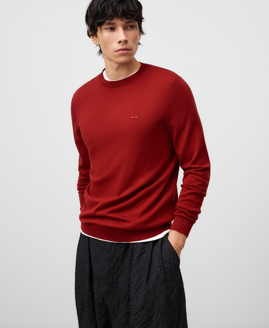 herrenpullover aus merinowolle mit rundhalsausschnitt