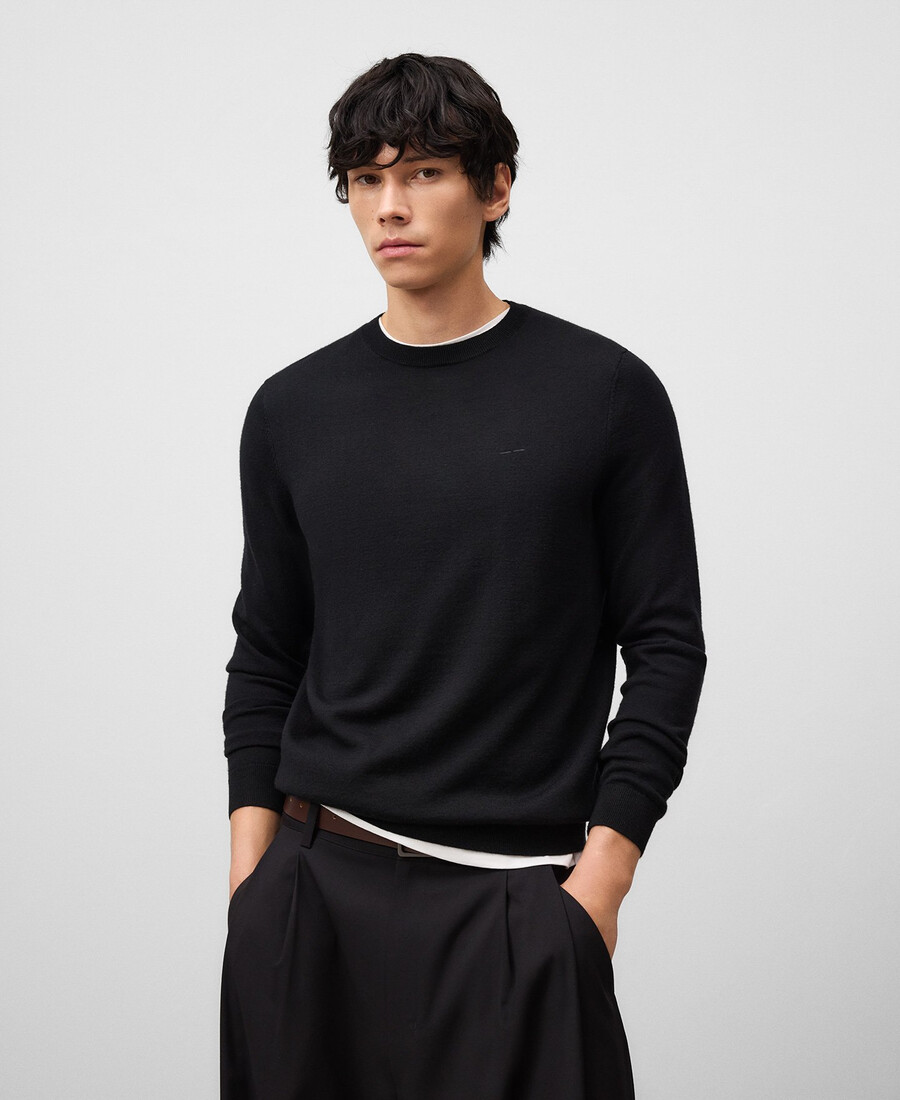 herrenpullover aus merinowolle mit rundhalsausschnitt