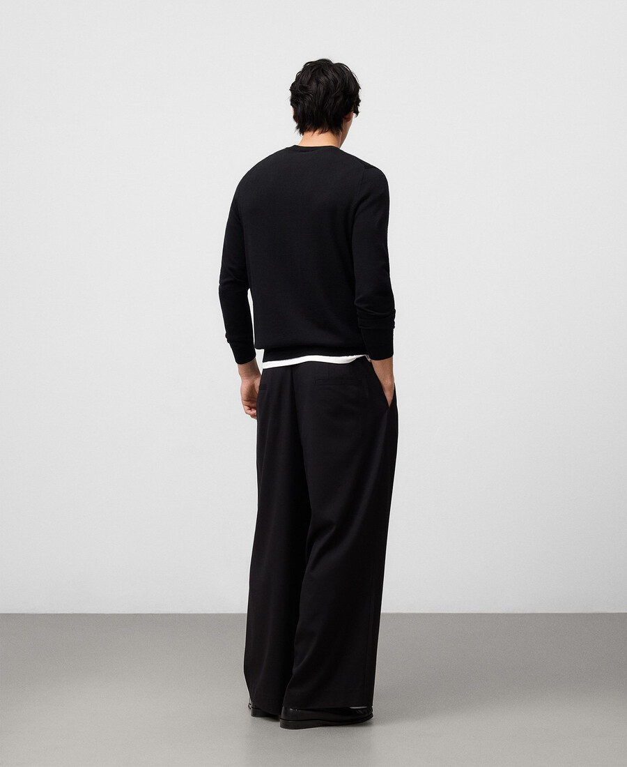 herrenpullover aus merinowolle mit rundhalsausschnitt