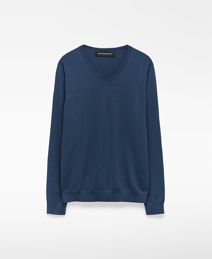 herrenpullover aus merinowolle mit v-ausschnitt