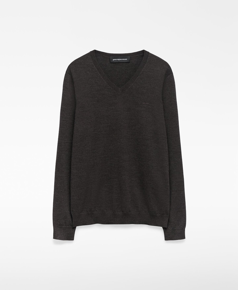herrenpullover aus merinowolle mit v-ausschnitt