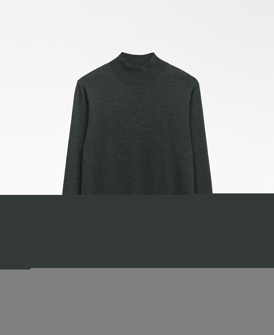 herrenpullover aus merinowolle mit stehkragen