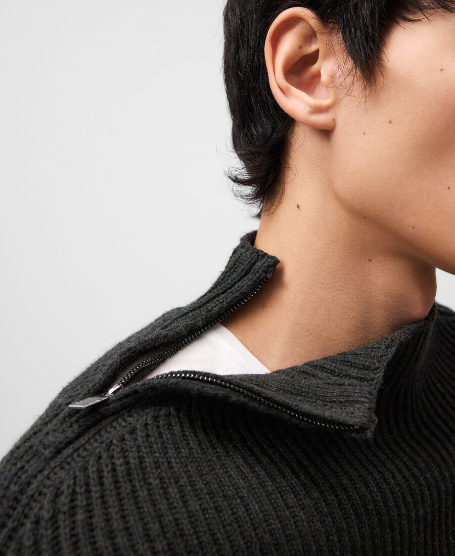 strickpullover mit reißverschluss und stehkragen für herren