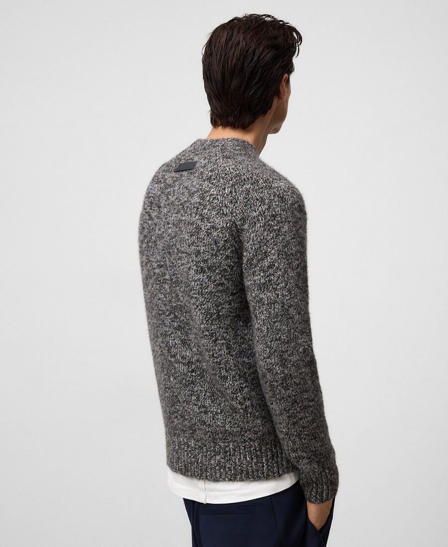 herrenpullover aus meliertem strick mit rundhalsausschnitt