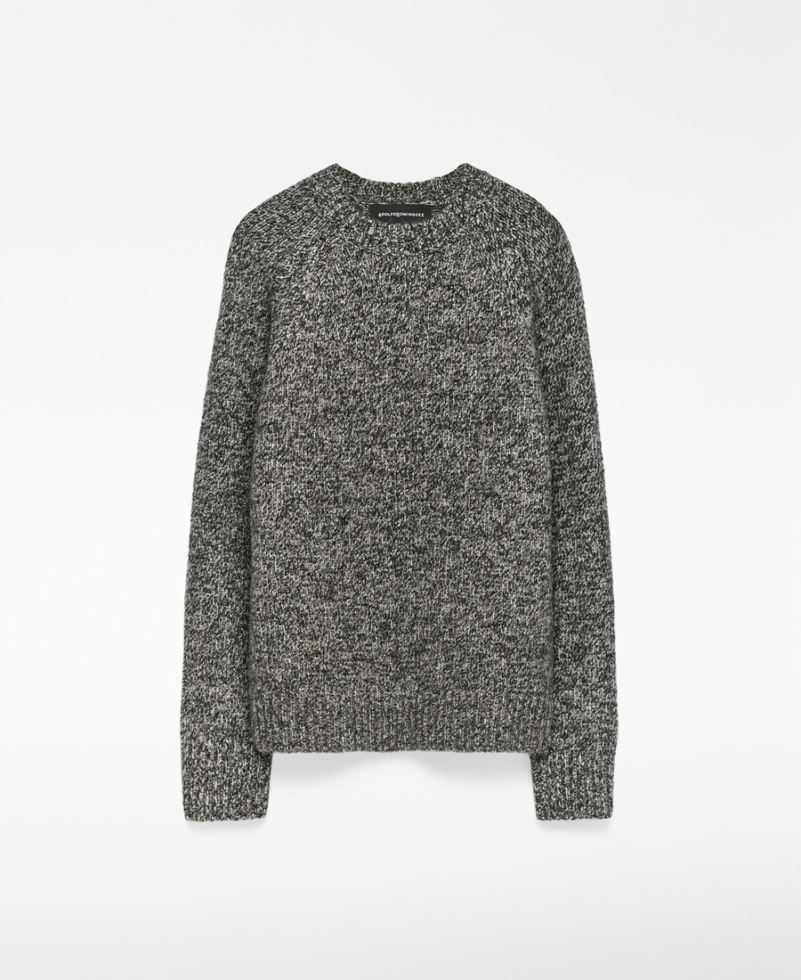 herrenpullover aus meliertem strick mit rundhalsausschnitt